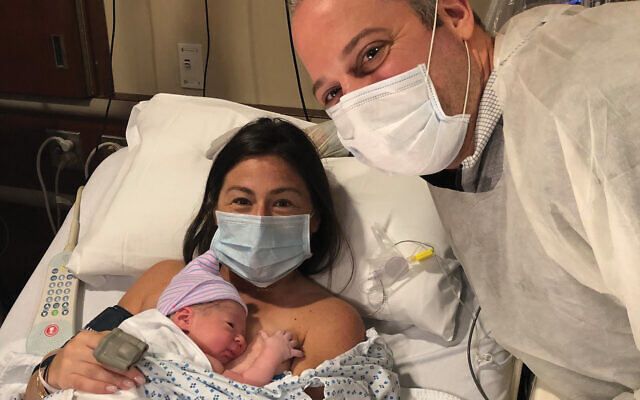 Emily and Lawrence Lejfer and their newborn son Matthew