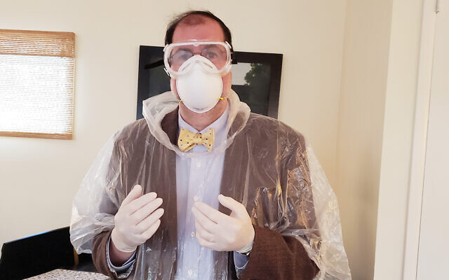 Cantor Sherman in protective gear